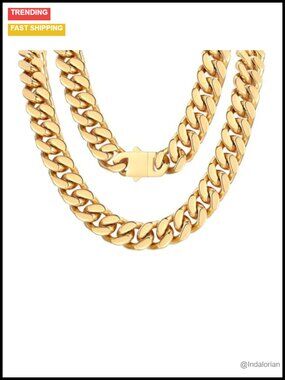 Miami Cuban Link Chain Necklace Stainless Steel Hip Hop Statement Jewelry